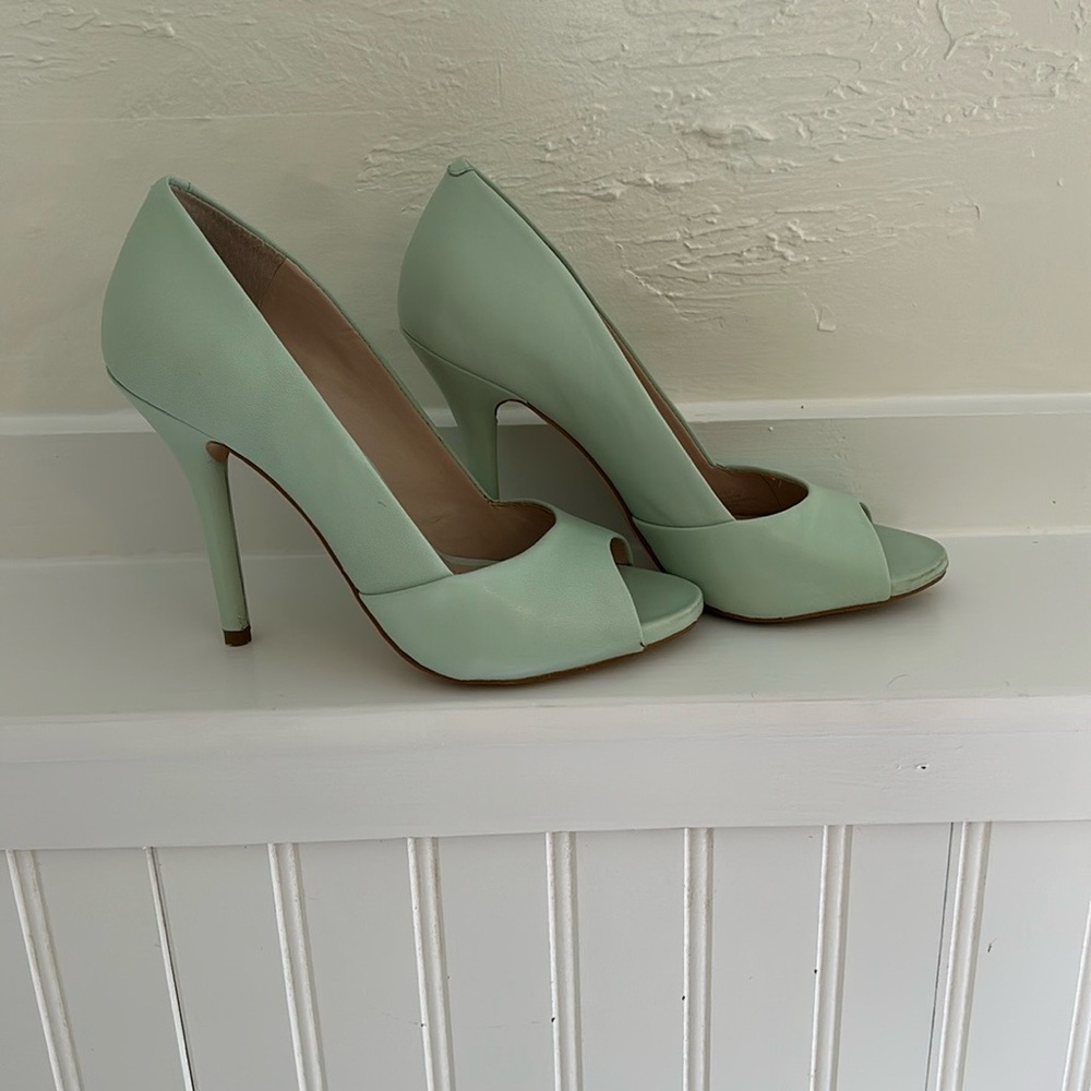 BCBGeneration Mint Green Peep-Toe Pumps